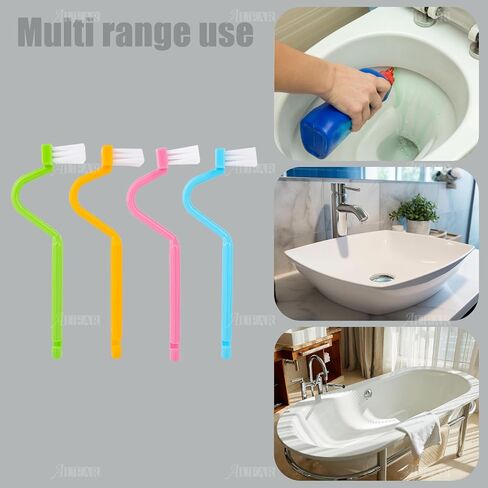 AUEAR, 4 Pack Curved Toilet Brush 8" V Type Plastic Toilet Corner Rim Cleaning Brush Toilet Edge Brush in Saudi Arabia