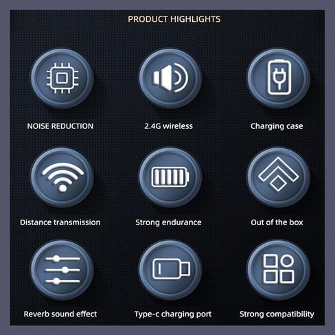 ميكروفون لاسلكي احترافي لأجهزة iPhone وiPad وميكروفون مع شاشة إلكترونية وواجهة إضاءة وميكروفون صغير مع تقليل الضوضاء لتسجيل الفيديو in Kuwait