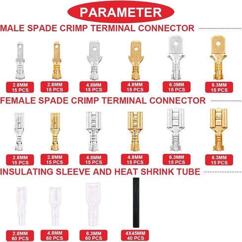 36Pcs Quick Splice 6.3mm Female Spade Quick Connectors Wire Crimp Terminal Block with Insulating Sleeve, Wiring Cap and Red/Black Cable Wire for Electrical Wiring（18 Red+18 Black） in Saudi Arabia