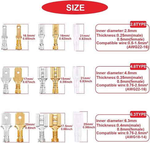 36Pcs Quick Splice 6.3mm Female Spade Quick Connectors Wire Crimp Terminal Block with Insulating Sleeve, Wiring Cap and Red/Black Cable Wire for Electrical Wiring（18 Red+18 Black） in Saudi Arabia