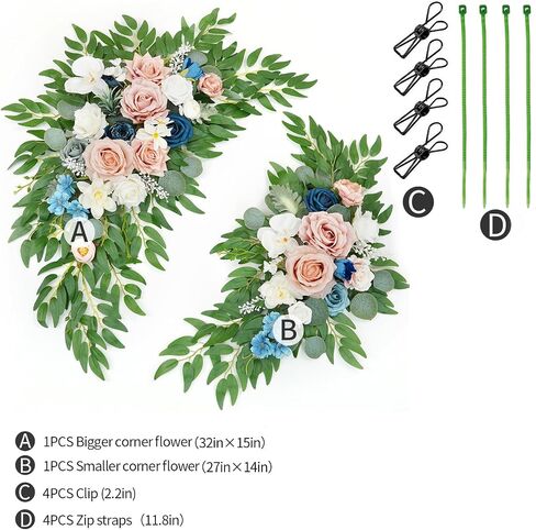 Artificial Wedding Arch Flowers Kit(Pack of 2) for Wedding Arch, Bridal Shower, Ceremony and Reception Backdrop Decoration (Burgundy) in Kuwait