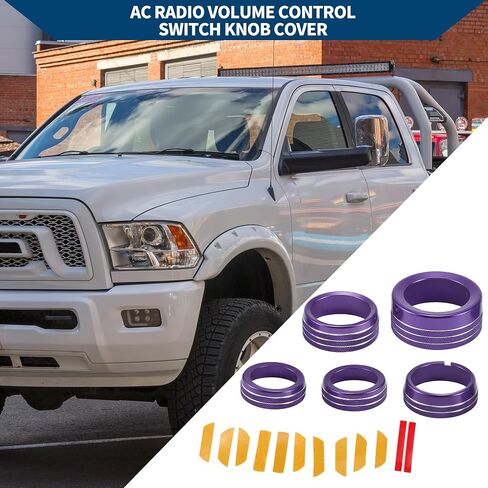 AC Air Conditioner Gear Shift Headlight Media Switch Knob Cover for Dodge for RAM 13-17 / Interior Trim/Stylish Aluminum Alloy / 5 Pcs Orange in Saudi Arabia