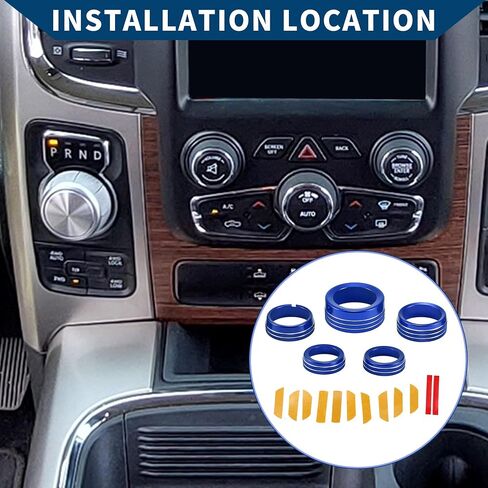 AC Air Conditioner Gear Shift Headlight Media Switch Knob Cover for Dodge for RAM 13-17 / Interior Trim/Stylish Aluminum Alloy / 5 Pcs Orange in Saudi Arabia