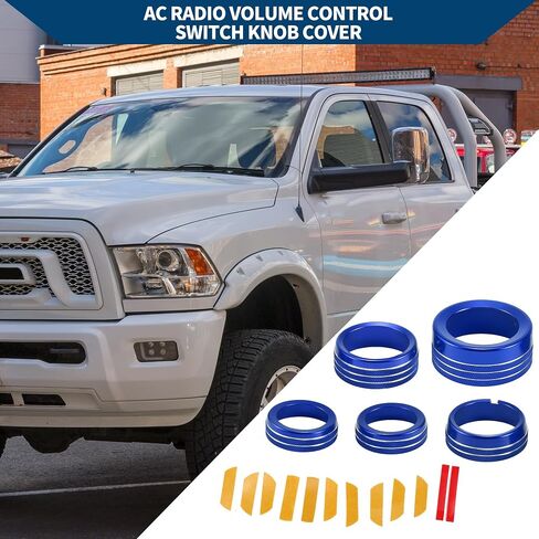 AC Air Conditioner Gear Shift Headlight Media Switch Knob Cover for Dodge for RAM 13-17 / Interior Trim/Stylish Aluminum Alloy / 5 Pcs Orange in Saudi Arabia
