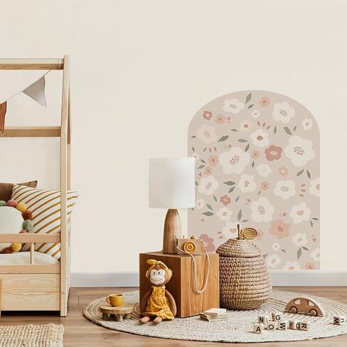 Large Arch Wall Decal Peel and Stick, PVC Boho Arch Wall Sticker, Nursery Pastel Flower Wall Stickers Decor for Kids Room Playroom, Colorful Floral Wall Art Decal for Girls Bedroom, Daisy 4 in Saudi Arabia