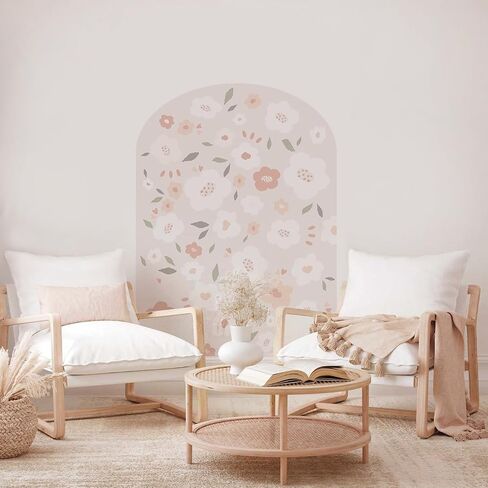 Large Arch Wall Decal Peel and Stick, PVC Boho Arch Wall Sticker, Nursery Pastel Flower Wall Stickers Decor for Kids Room Playroom, Colorful Floral Wall Art Decal for Girls Bedroom, Daisy 4 in Saudi Arabia