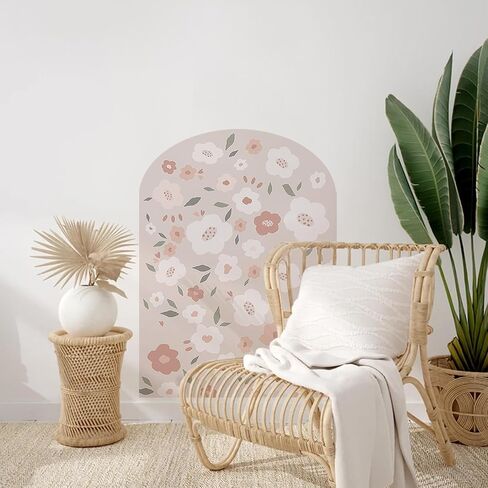 Large Arch Wall Decal Peel and Stick, PVC Boho Arch Wall Sticker, Nursery Pastel Flower Wall Stickers Decor for Kids Room Playroom, Colorful Floral Wall Art Decal for Girls Bedroom, Daisy 4 in Saudi Arabia