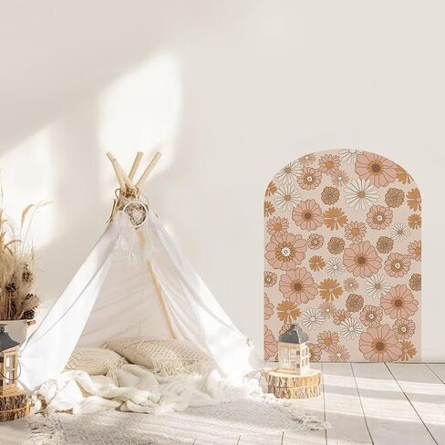 Large Arch Wall Decal Peel and Stick, PVC Boho Arch Wall Sticker, Nursery Pastel Flower Wall Stickers Decor for Kids Room Playroom, Colorful Floral Wall Art Decal for Girls Bedroom, Daisy 4 in Saudi Arabia