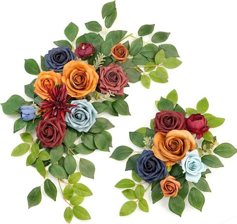 Wedding Decor (Pack of 2) Welcome Sign Flower Backdrop Garland for Ceremony Reception Wall Easel Home Decoration Entryway Faux Outdoor Board Head Table Decor (Lilic & Cream) in Saudi Arabia