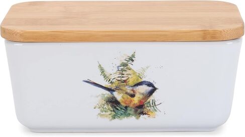 Nat & Jules Dean Crouser Ceramic Stoneware 1/2 Pound, 2 Sticks Butter Dish Airtight Bamboo Lid, Kitchen Accessory, Container Holder, Refrigerator Storage, Countertop Organization, Watercolor Cardinal in Saudi Arabia