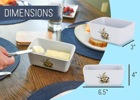 Nat & Jules Dean Crouser Ceramic Stoneware 1/2 Pound, 2 Sticks Butter Dish Airtight Bamboo Lid, Kitchen Accessory, Container Holder, Refrigerator Storage, Countertop Organization, Watercolor Cardinal in Saudi Arabia