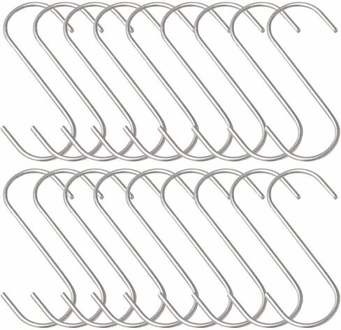 Wideskall® 2" inch Zinc Plated Steel S Shaped Type Utility Hooks Hanging Hooks Chrome (Pack of 60) in Saudi Arabia
