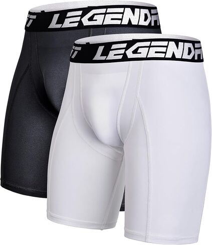 Men Baseball Football Straps Compression Underwear w/Cup Pocket(NO Cup) Protective Athletic Shorts - 2 Pack in Kuwait