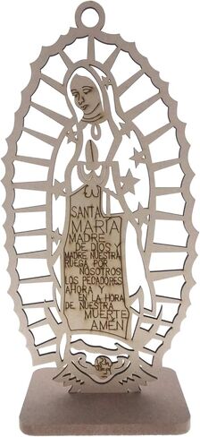 12" Inch Our Lady Guadalupe Religious, Maria Guadalupe, Holy Virgin Mary Virgen of Guadalupe, Wood Carving Stand Or Wall Decoration (Cross-Silver) in Saudi Arabia
