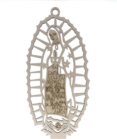 12" Inch Our Lady Guadalupe Religious, Maria Guadalupe, Holy Virgin Mary Virgen of Guadalupe, Wood Carving Stand Or Wall Decoration (Cross-Silver) in Saudi Arabia