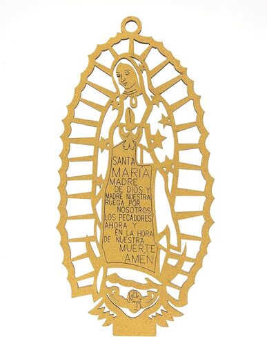 12" Inch Our Lady Guadalupe Religious, Maria Guadalupe, Holy Virgin Mary Virgen of Guadalupe, Wood Carving Stand Or Wall Decoration (Cross-Silver) in Saudi Arabia
