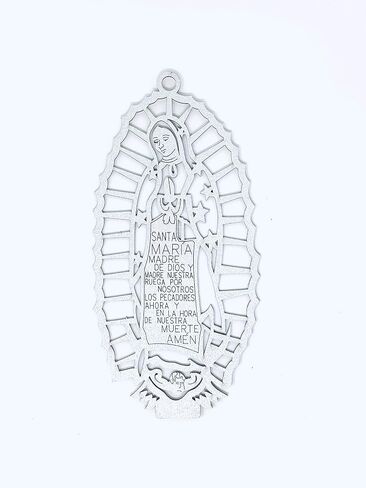 12" Inch Our Lady Guadalupe Religious, Maria Guadalupe, Holy Virgin Mary Virgen of Guadalupe, Wood Carving Stand Or Wall Decoration (Cross-Silver) in Saudi Arabia