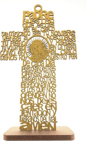 12" Inch Our Lady Guadalupe Religious, Maria Guadalupe, Holy Virgin Mary Virgen of Guadalupe, Wood Carving Stand Or Wall Decoration (Cross-Silver) in Saudi Arabia