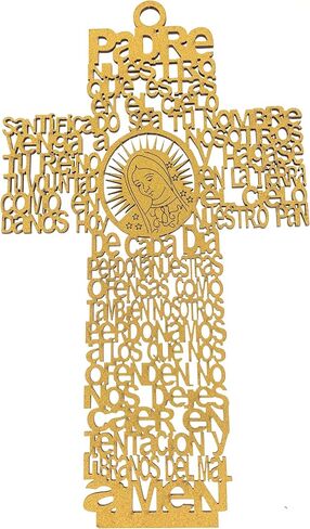 12" Inch Our Lady Guadalupe Religious, Maria Guadalupe, Holy Virgin Mary Virgen of Guadalupe, Wood Carving Stand Or Wall Decoration (Cross-Silver) in Saudi Arabia