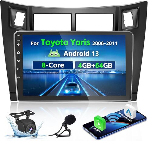 Roinvou 2+32G Android CarPlay Stereo لـ 2006-2011 Toyota Yaris، شاشة لمس 9 بوصات داخل لوحة القيادة GPS مع نظام CarPlay لاسلكي مدمج Android Auto Support Mirror Link BT RDS AHD DSP in Saudi Arabia
