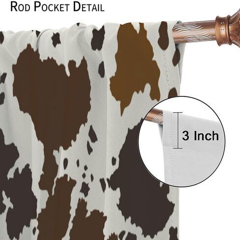 JESTRONRY Cowhide Window Curtain, Western Farm Animal Fur Brown White Cow Print Curtain for Kids Boys Girls Teens Bedroom Decor, Wildlife Rustic Farmhouse Cow Curtain 42x45 Inch Decor in Saudi Arabia