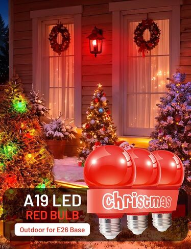 LED A19 Green Light Bulbs, 9W (60W Equivalent, E26 Base LED Green Bulb, Non-Dimmable, Christmas Decoration, Party Decoration, Porch, Front Door, Home Lighting, Holiday Lighting, Pack of 3 in Saudi Arabia