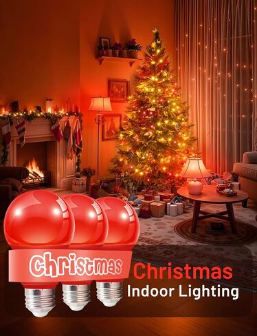 LED A19 Green Light Bulbs, 9W (60W Equivalent, E26 Base LED Green Bulb, Non-Dimmable, Christmas Decoration, Party Decoration, Porch, Front Door, Home Lighting, Holiday Lighting, Pack of 3 in Saudi Arabia