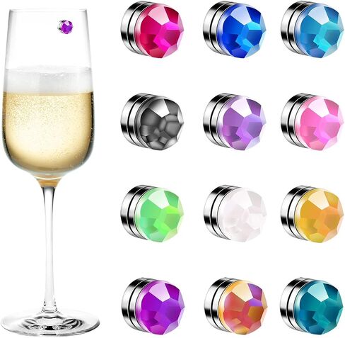 PENTA ANGEL Wine Glass Marker 12Pcs Reusable Colorful Crystal Drink Wine Cup Bottle Identifiers Label Tag for Bar Party Champagne Flutes Cocktails Martinis Tasting in Kuwait