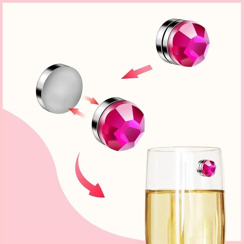 PENTA ANGEL Wine Glass Marker 12Pcs Reusable Colorful Crystal Drink Wine Cup Bottle Identifiers Label Tag for Bar Party Champagne Flutes Cocktails Martinis Tasting in Kuwait