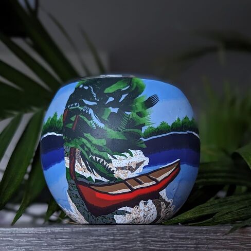 حامل شموع زجاجي مصنوع يدويًا من بينايا - تصميم الأضواء الشمالية، مثالي لديكور طاولة الزفاف، والقطع المركزية، والشموع الصغيرة العرض: 4.33 بوصة، الارتفاع: 3.93 بوصة in Kuwait