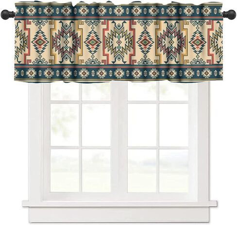 Southwestern Aztec Valances Retro Southwest Tribal Navajo Windows Curtain Valance for Kitchen Dining Room Canteens Home Decor One Panel 54x18inch in Kuwait