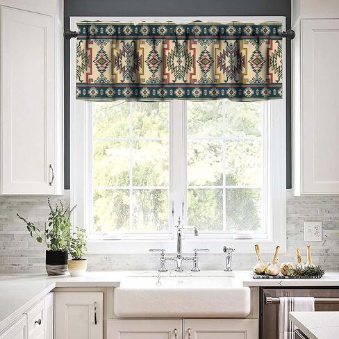 Southwestern Aztec Valances Retro Southwest Tribal Navajo Windows Curtain Valance for Kitchen Dining Room Canteens Home Decor One Panel 54x18inch in Kuwait