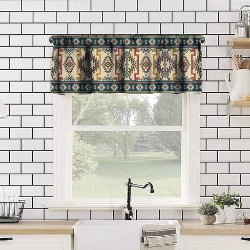 Southwestern Aztec Valances Retro Southwest Tribal Navajo Windows Curtain Valance for Kitchen Dining Room Canteens Home Decor One Panel 54x18inch in Kuwait