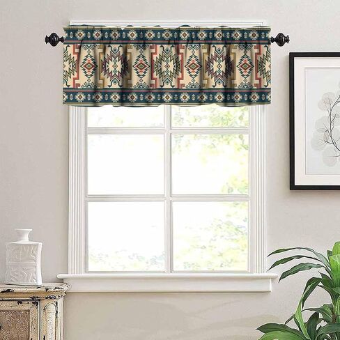Southwestern Aztec Valances Retro Southwest Tribal Navajo Windows Curtain Valance for Kitchen Dining Room Canteens Home Decor One Panel 54x18inch in Kuwait