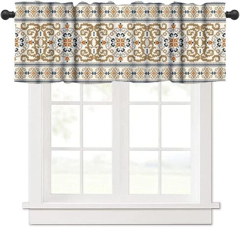 Southwestern Aztec Valances Retro Southwest Tribal Navajo Windows Curtain Valance for Kitchen Dining Room Canteens Home Decor One Panel 54x18inch in Kuwait