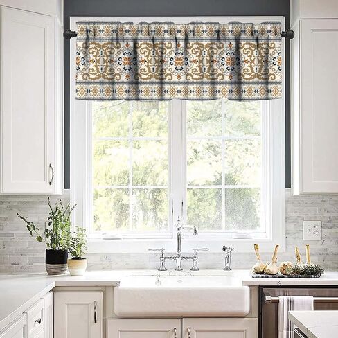 Southwestern Aztec Valances Retro Southwest Tribal Navajo Windows Curtain Valance for Kitchen Dining Room Canteens Home Decor One Panel 54x18inch in Kuwait