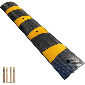 Rubber Speed Bump 6 Feet Rubber Driveway Modular Heavy Duty Speed 72.4 x 12 x 2.4 Inch Cable Protector Ramp for Garage Gravel Roads Asphalt Concrete, 6Ft-Speed Bump (1 pack 6ft speed bump)