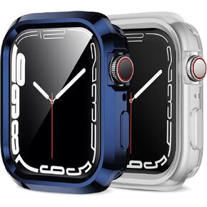 Amizee 2 Pack Compatible with Apple Watch Case Series 9 Series 8/7 Series 6 SE 5 4 40mm, Ultra Thin Soft TPU Plating Shockproof Bumper Protective Cover Compatible with iWatch (Blue/Clear)
