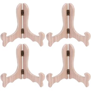 Gatuida 4 pcs Wooden Display Stand Plate Holder Easels Dish Rack Photo Frame Holder for Home, Wedding Decorations