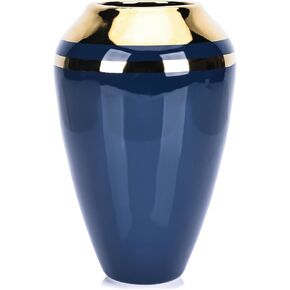 6.7" H Gold Round Small Vases for Centerpieces, Black and Gold Vases Home Decor, Nordic Modern Ceramic Vase for Flowers&Pampas Grass Wedding Coffee Table Office Kitchen Living Room Decor Florero