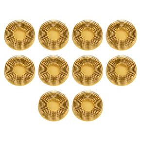 HARFINGTON 10pcs Bristle Disc 3" 80 Grit Abrasive Brush Deburring Electric Disc Brush with Quick Change Roll Lock Abrasive Coating Removal Disc for Metal, Yellow