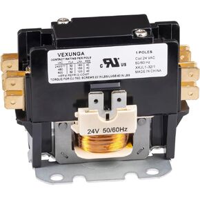 1 Pole 30 Amp 24 VAC Coil AC Contactor 1P 30A 24V 50/60Hz AC Motor Contactor Replacement for HN51KC024 Air Conditioner Compressor Condenser Unit Contactors
