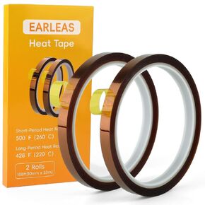 Premium Heat Tape, 2 Rolls Heat Resistant Tape, 108ft (10mm x 33m) Heat Tape for Sublimation & Heat Transfer Tape, No Residue, Perfect for Heat Press, Electronics, Soldering, and Circuit Boards