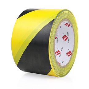 BOMEI PACK Floor Marking Tape 4 Inch x 108FT Black & Yellow Warning Safety Stripe Tape for Walls, Floors, Pipes, Warterproof Caution Tape Ideal for Marking Hazardous Areas, Equipment