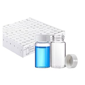 FOUR E'S SCIENTIFIC 20 ML Scintillation Vials, 100 PCS Lab Borosilicate Glass Liquid Scintillation Vials, 22-400 White Screw Cap with Silver Aluminum Foil Liner