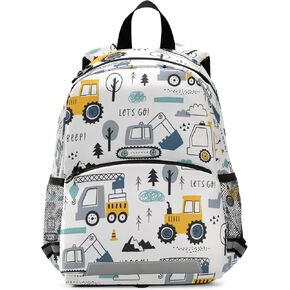 Fisyme Motorcycle Vintage Backpack Schoolbag Kids Daypack Toddler Travel School Bag Small Mini Backpacks for Kindergarten Preschool Nursery Children Boys Girls with Chest Strap