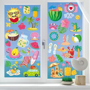 34PCS Window Clings Butterfly Mushroom Leaf Hummingbird for Glass Windows,Anti-Collision Window Decals to Save Birds Strike Prevention,Non Adhesive Prismatic, Rainbow Suncatcher Stickers