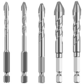 5 Pcs Oblique Head Eccentric Drill Bit Set, Special Crooked Tip Metal Crooked Tip Eccentric Drill Bit 6/8/10/12mm Durable Ceramic Concrete Drill Bit Eccentric Drill Bit for Tile Ceramic Glass Concrete