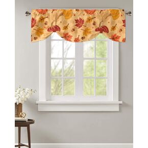 Green Leaf Tie Up Valance for Windows,Eucalyptus Leaves Adjustable Curtain Valances,Summer Watercolor Plant White Rod Pocket Window Shade Valance for Kitchen,Living Room,Bathroom