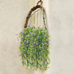 4 Pcs Hanging Artificial Flowers for Outdoors Fake Flowers Faux Hanging Plants Outdoor Faux Hanging Plastic Flowers Faux Hanging Vines for Front Porch Home Garden Cemetery Balcony Decoration, White